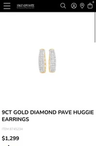 Angus and Coote 9CT GOLD DIAMOND PAVE HUGGIE EARRINGS - Picture 1 of 12
