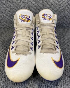 Botines de fútbol americano Nike Alpha Pro Mid talla 12,5 LSU Tigers raros MUESTRA PROMOCIONAL - usados - Imagen 1 de 13