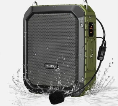 1-SHIDU Portable Voice Amplifier M800UHF Black/Green Bluetooth Water Proof NEW