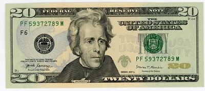 Usa-Federal Reserve note .. P-7002-F ..  20 Dollars .. 2017A ..  Choice*UNC* - Image 1 of 2