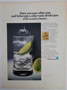 1976 Schweppes Tonic Water Limetten und Eis Vintage Getränkeanzeige - Bild 1 von 1