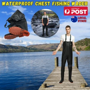 Hunt Fishing Tackle Chest Waders Waterproof PVC Pants Boots Outdoor Wading Tool - Picture 1 of 12