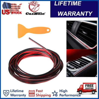 5m Car Interior Door Gap Edge Line Insert Molding Trim Decor Strip W/Tool Red - Image 1 of 4
