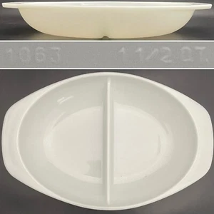 Pyrex Classic White 1063 Divided Relish Dish 1958-1967 Made in USA 1.5 quart - Picture 1 of 6