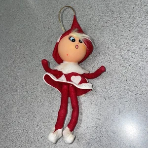 Vintage Japan Weihnachtselfe Figur mit grünem Hut Ornament - Bild 1 von 2