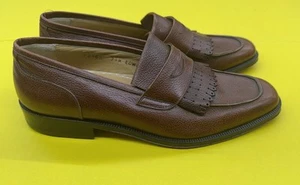 Vintage Bruno Magli Edwin Slip On Loafer Shoes Mens Sz 7 Loafers Pebbled Leather - Afbeelding 1 van 18