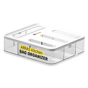 Bag Storage Organizer for Kitchen Drawer 4 Slot Baggie for Sandwich with Labels - Picture 1 of 9