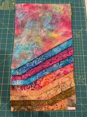 Batik Sample Card - 100% cotton - 9 fabrics - 11"w x  22"l -#207 - Image 1 of 2