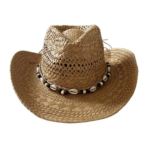 Handwoven Straw Hat for Hiking Camping Crochet Sun Hat for Vacation Beach Wear - Bild 1 von 8