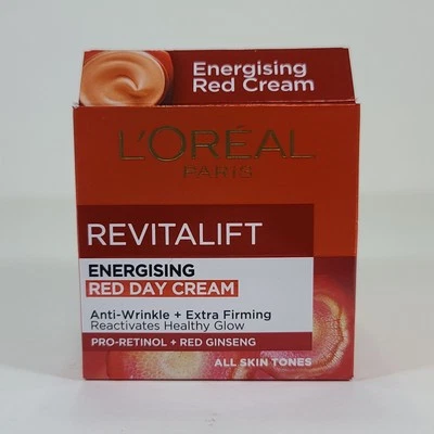 Loreal Revitalift Energising Red Day Cream 1.7oz Firm Wrinkles Anti-Aging Glow - Image 1 of 4
