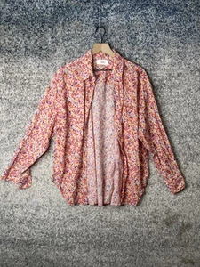 Xirena Shirt Womens Medium Multicolor Floral Sheer Button Up Lightweight Blouse - Picture 1 of 10