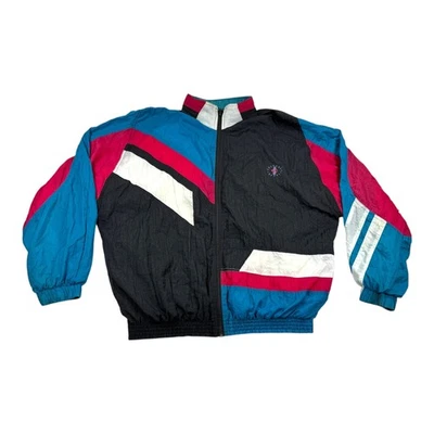 Chaqueta deportiva Cherokee vintage para hombre XL negra verde azulado bloque de color rompevientos años 90 Foto 1 de 4
