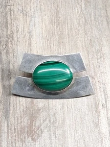 Großer Modernist M KAYE. Signierter Sterling Silber Malachit Anhänger - Bild 1 von 5