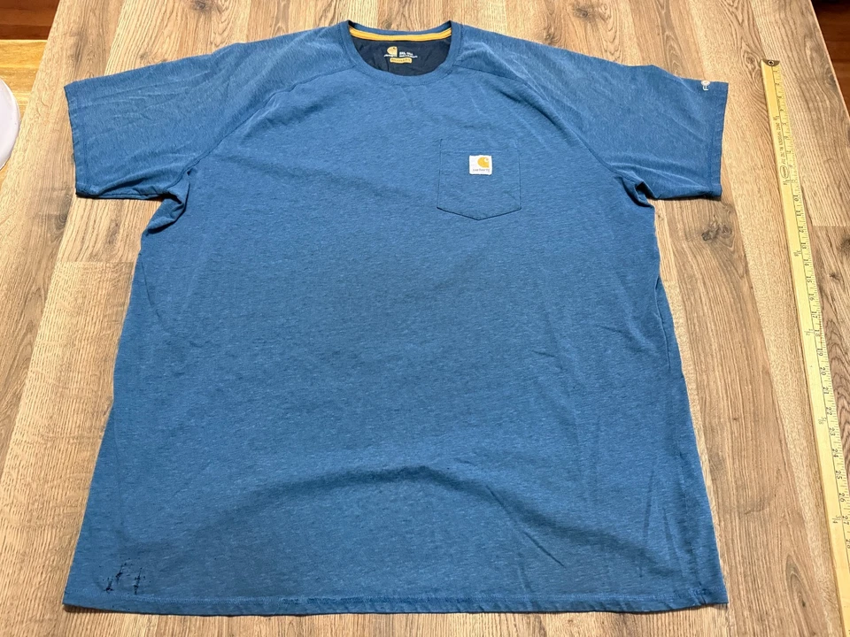 Carhartt Shirt, Men's Size 3XL Tall, Blue, Relaxed Fit, Chest Pocket, Crew Neck - Image 1 of 4