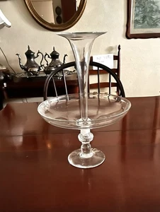 Epergne Blown Art Glass Trumpet Vase Centerpiece Wedding Party Event 2 Piece - Picture 1 of 12