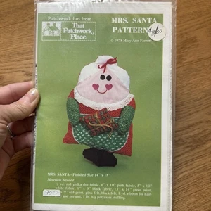 Vintage 1978 Mrs Santa Kissen ungeschnittenes Muster & Anleitung, die Patchwork Platz - Bild 1 von 2