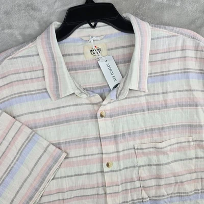 Marine Layer Mens 2XL Striped Button Down Shirt Casual beach new - Image 1 of 4