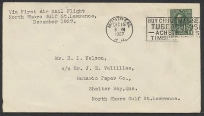 1927 Christmas North Shore Quebec Flight La Malbaie to Shelter Bay - Изображение 1 из 2