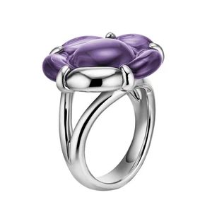 Baccarat 'B Flower' Ring Amethyst Crystal Size 5 2806554 - Picture 1 of 5