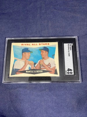 1960 Topps #160 Rival All Stars Mickey Mantle Salón de la fama Boyer SGC 4 en muy buena condición/ex Foto 1 de 4