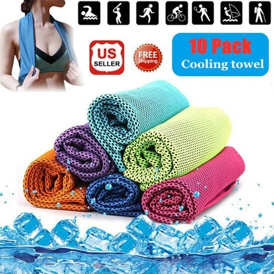 10 PCS Sports Ice Cold Instant Cooling Towel For Running Jogging Gym Climbing US - Image 1 of 4