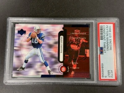 PEYTON MANNING 1998 UPPER DECK CT2 CONSTANT THREAT ROOKIE RC PSA 9 NFL COLTS HOF - Image 1 of 4