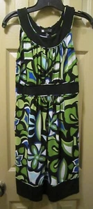 GR. 6 CAROLE LITTLE DAMENKLEID MIT GEOMETRISCHEM DRUCK, SCHWARZ GRÜN WEISS BLAU. GUC - Bild 1 von 8
