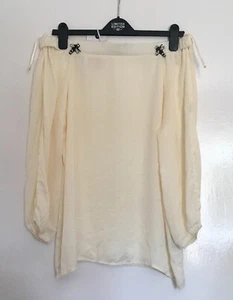 JS MILLENIUM Cream cold shoulder top,/blouse ,split sleeevs size L 40” - Picture 1 of 5