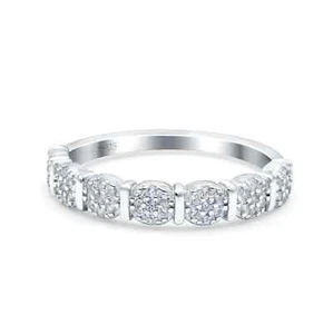 Halb Eternity Band Pave Hochzeit Verlobung Rund Ring CZ 925 Sterling Silber 4 mm - Bild 1 von 12