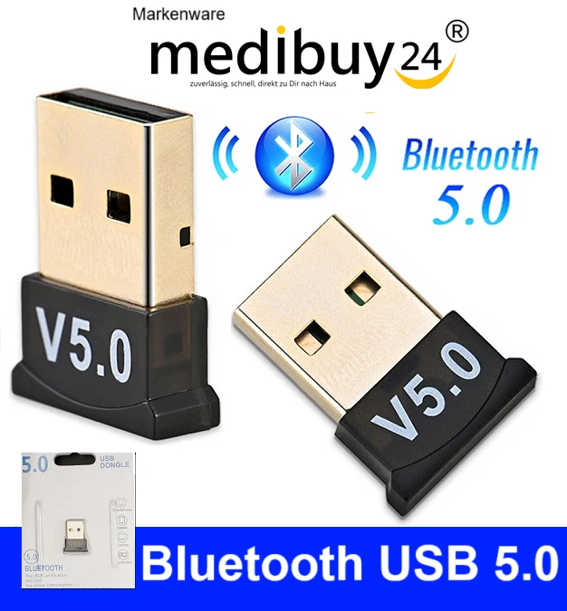 Bluetooth 5.0 USB Dongle Adapter Stick für Windows 7 8 10 Win XP 11 OS X  PS4 - Bild 1 von 2