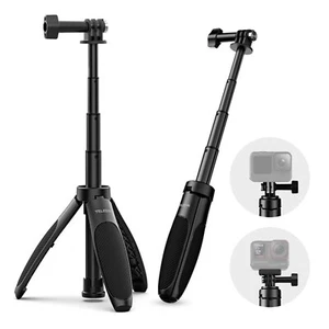 TELESIN Mini Extendable Monopod Stick w/ Tripod for GoPro, Insta360, DJI Action - Picture 1 of 14