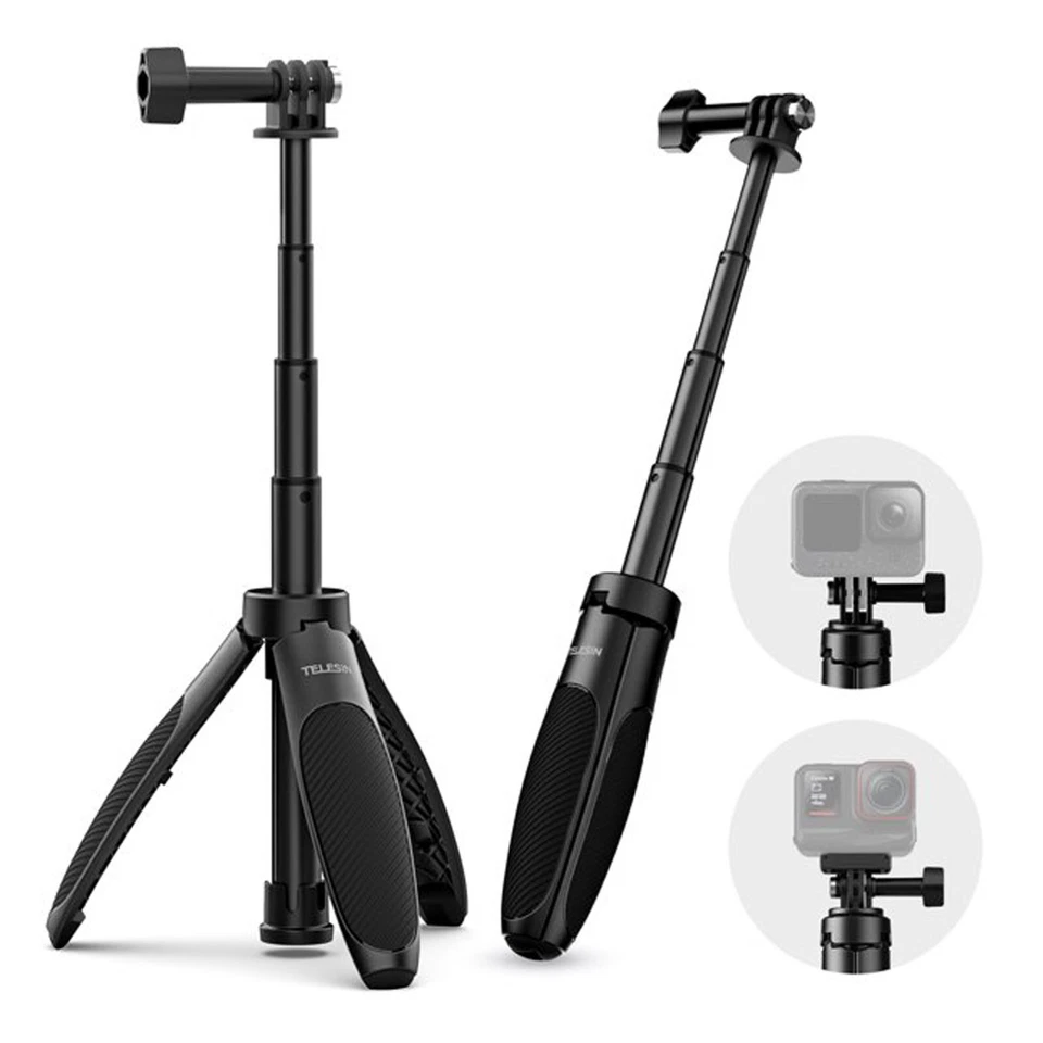 TELESIN Mini Extendable Monopod Stick w/ Tripod for GoPro, Insta360, DJI Action - Image 1 of 4