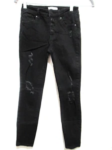RSQ Kids 12 Mid Rise Ankle Black Slim Stretch Skinny Jeans Distressed Destroyed - Picture 1 of 6