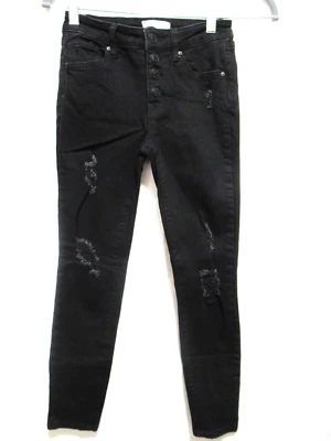 RSQ Kids 12 中腰踝黑色修身弹力紧身牛仔裤破损 — 第 1/4 张图片