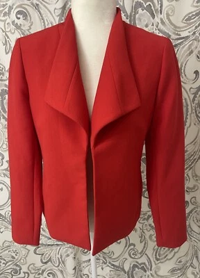 TALBOTS красный блейзер размер 2 открытый передний драпированный оранжевый креп с подкладкой куртка XS EUC - Изображение 1 из 4