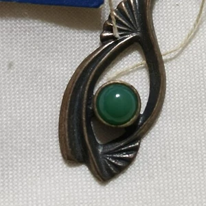 Pendant Vintage Sterling Silver 925 22К Chrysoprase Soviet USSR Women's Jewelry - Picture 1 of 14