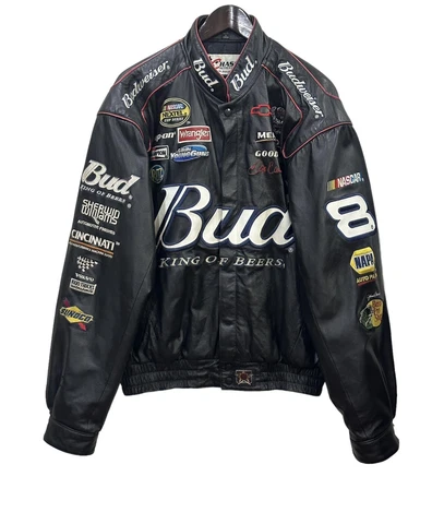 Chase Authentics DALE EARNHARDT JR Budweiser Nascar Black Leather Jacket - XL Cover