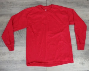 VINTAGE Hanes Tagless Boys Crew Neck Long Sleeve Shirt Youth Sz Large 14-16 Red - Picture 1 of 5