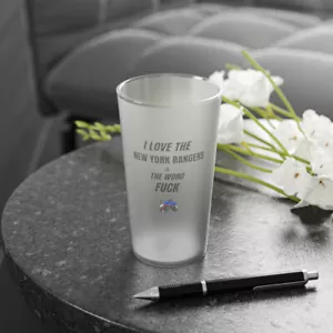I Love The New York Rangers & The Word F@ck With Goalie Logo, Frosted Pint - Picture 1 of 7