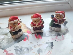 Vintage Santa Claus Mouse Ornaments 50mm Tall X 3 - Picture 1 of 4