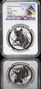 2018 P AUSTRALIA SILVER DOLLAR ~ NGC MS-69 KOALA EARLY RELEASES ~ FREE SHIPPING - Picture 1 of 4