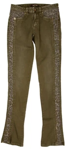 $1955 NWT Roberto Cavalli Jeans Green Beaded Pants Size 38 Neiman Marcus - Picture 1 of 9