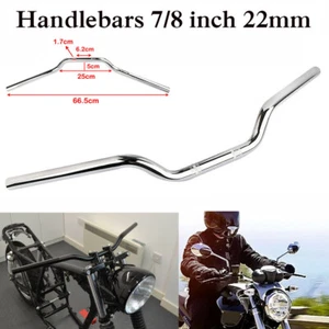 7/8" 22mm Motorcycle Handlebar Drag Bar Chrome For Harley Honda Suzuki Yamaha - Picture 1 of 8