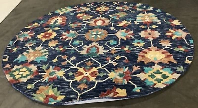 NAVY / RED 7'-0" x 7'-0" Back Stain Rug, Reduced Price 1172676317 APN510N-7R - Image 1 of 4