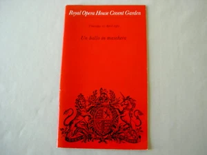 Programme: ROH Covent Garden 1971 VERDI Un ballo in maschera Bergonzi Guadagno - Picture 1 of 3