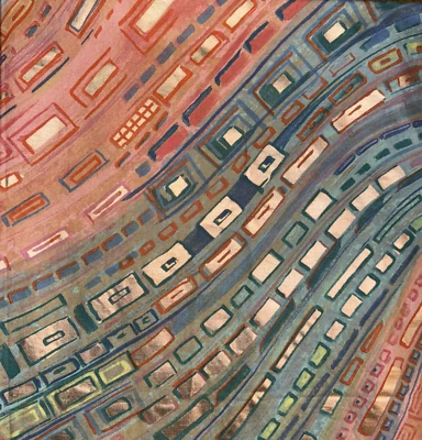 Jab - Stoffe Cotton Fabric Dessin Arena Abstract Green Metallic Copper .75Y B4 - Image 1 of 4