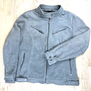 Odyn Moto Jacket Womens Size Large Faux Suede Zip Edgy Biker Chic - Picture 1 of 11