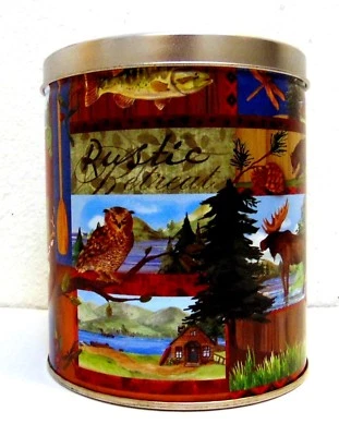 Rustic Retreat Cabin Lodge 6" TIN Canister Round  - Image 1 of 4