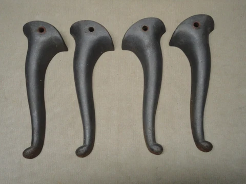 4 Vintage Ornate Cast Iron Legs 10 1/4" Queen Anne Style Bench or Coffee Table Cover