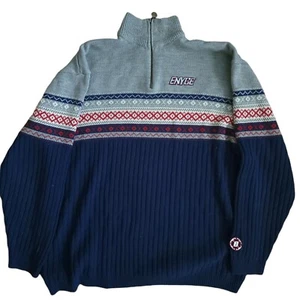 Enyce Nordic Fair Isle Colorblock Pullover Sweater Acrylic 1/4 Zip Up Size 2XL - Picture 1 of 10